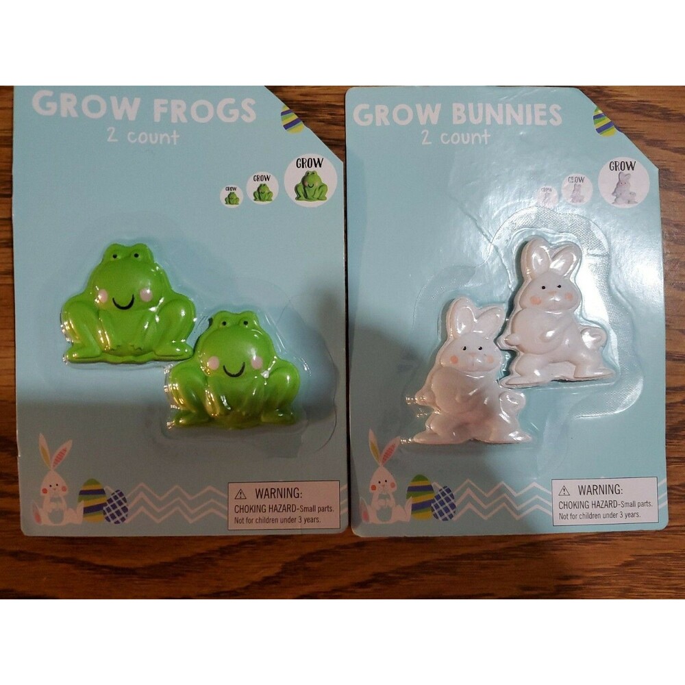 set of two bunnies and two frogs watch them GROW